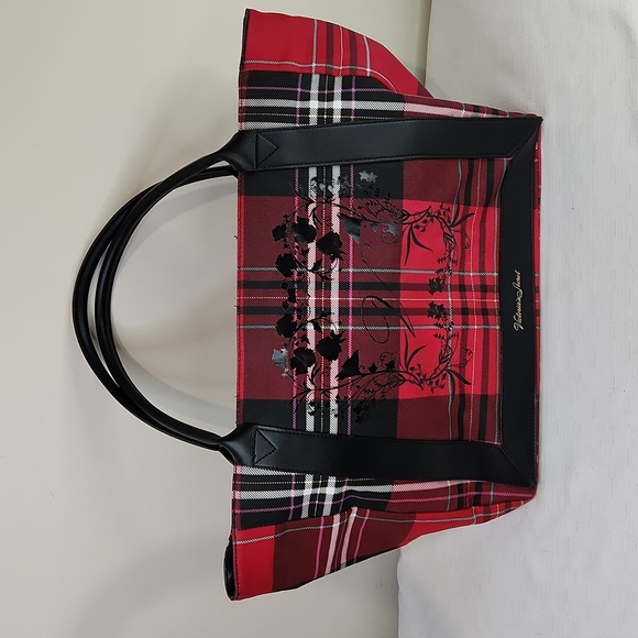 Victorias Secret Red Black Plaid Tote Bag. Limited Edition.  Size 20x11 - Picture 3 of 10